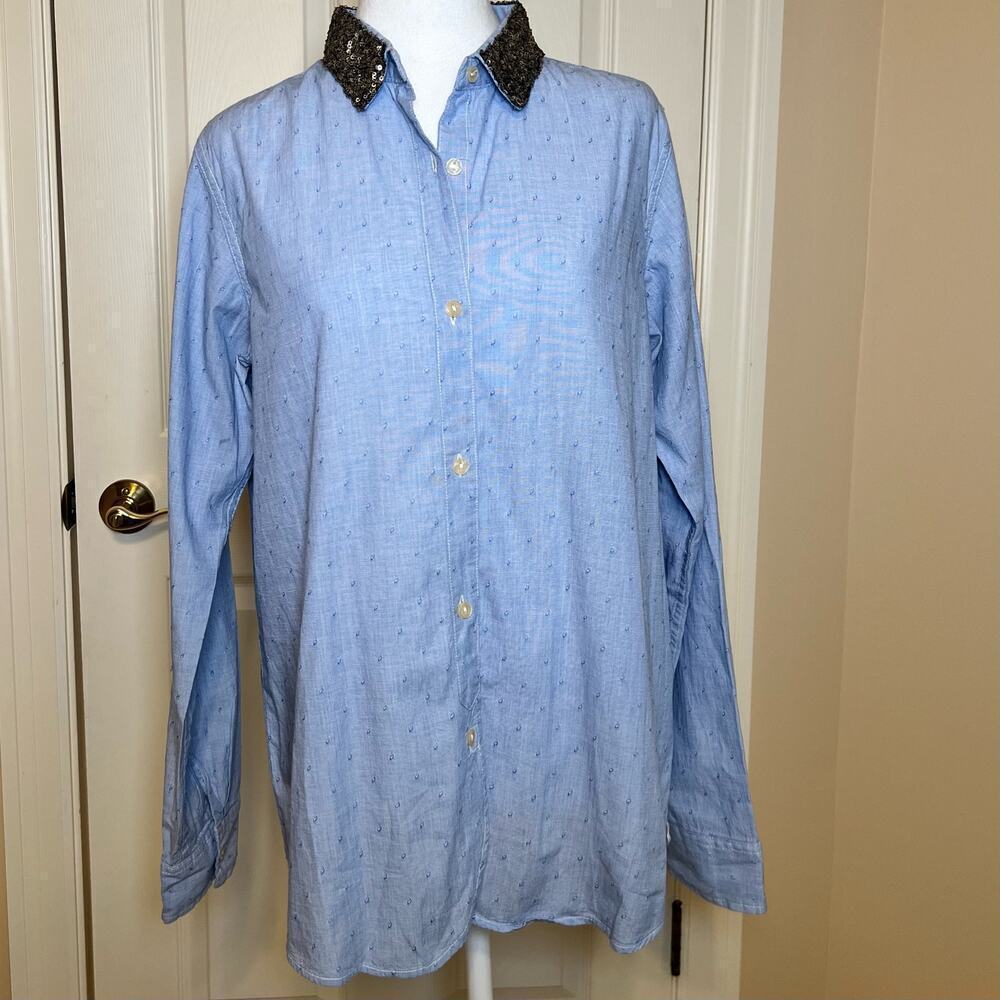 Masion Scotch Sequin Collar Button Down Shirt size 4 by Scotch and Soda